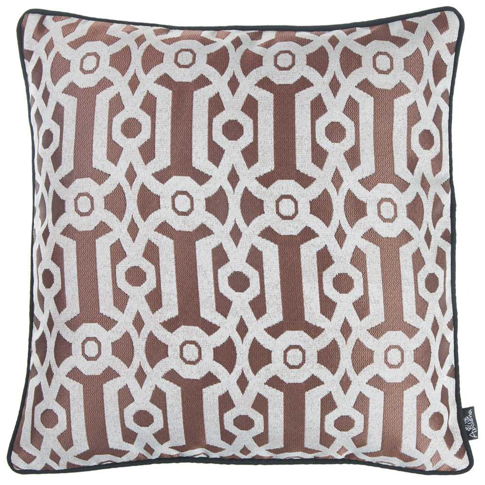 17"x 17" Red Jacquard Geo Decorative Throw Pillow Cover