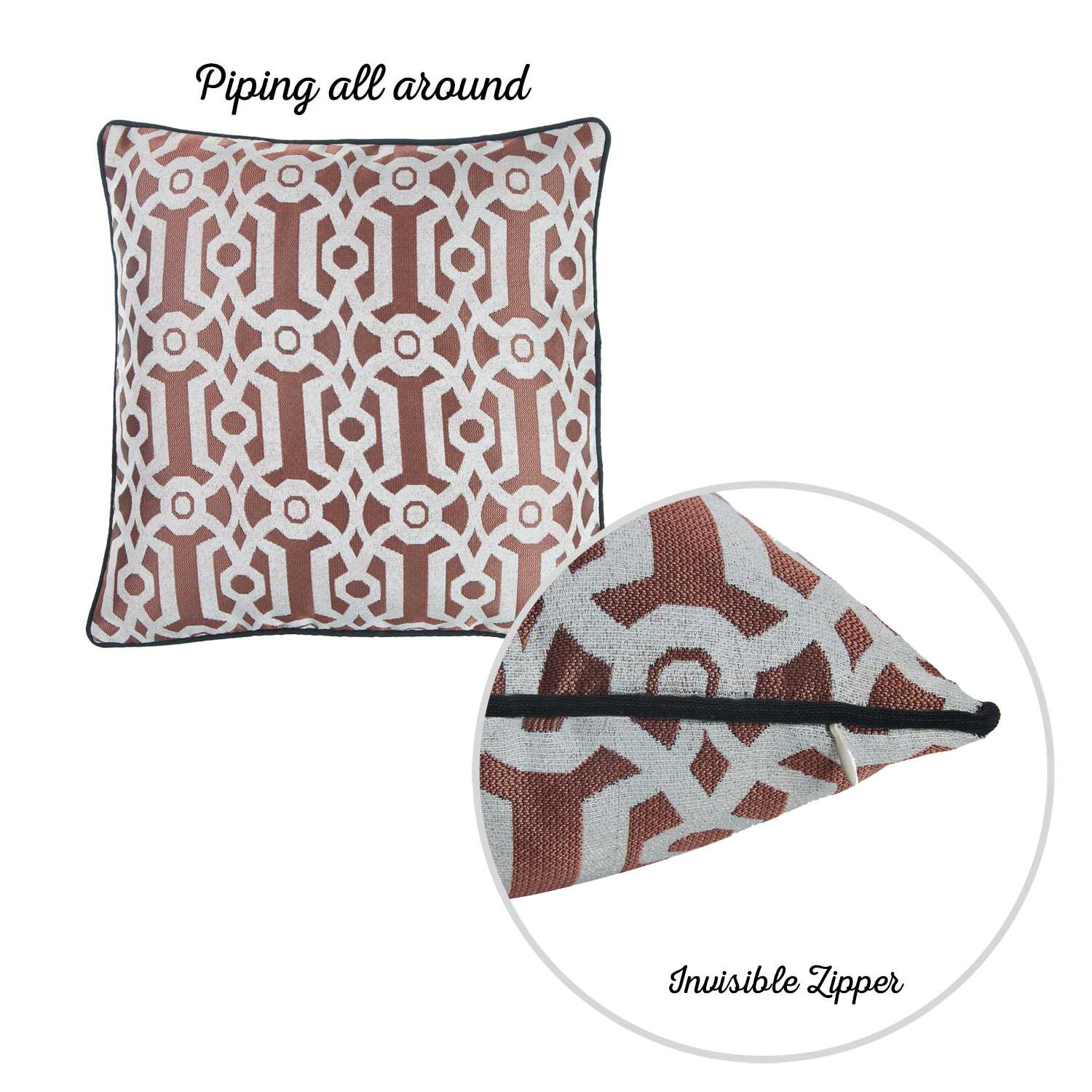 17"x 17" Red Jacquard Geo Decorative Throw Pillow Cover