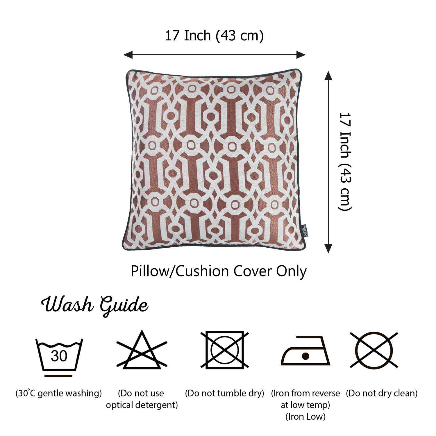 17"x 17" Red Jacquard Geo Decorative Throw Pillow Cover