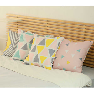 18"x18" Colored Scandi Square Geo Decorative Throw Pillow Cover