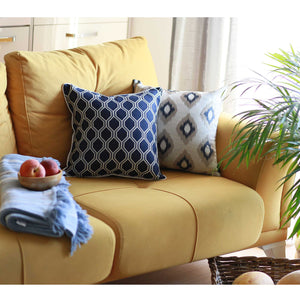 17"x 17" Indigo Jacquard Decorative Throw Pillow Cover