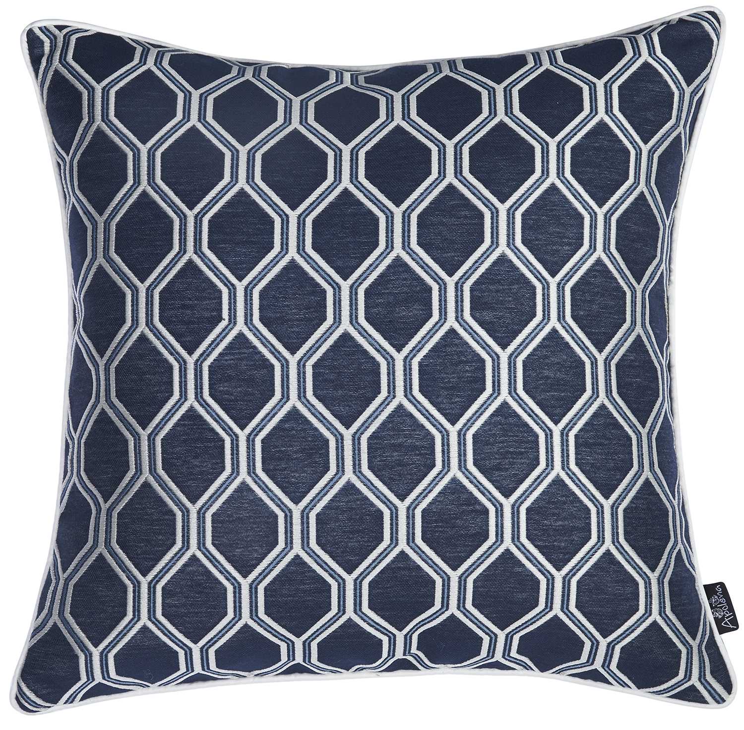 17"x 17" Indigo Jacquard Decorative Throw Pillow Cover