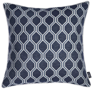 17"x 17" Indigo Jacquard Decorative Throw Pillow Cover