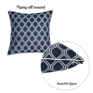17"x 17" Indigo Jacquard Decorative Throw Pillow Cover
