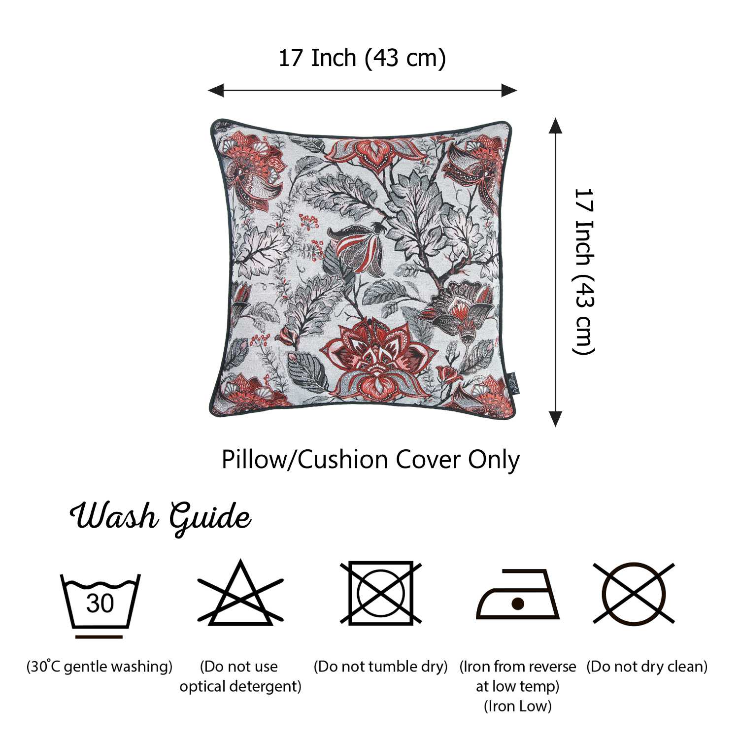 17"x 17" Colored Jacquard Weaver Decorative Throw Pillow Cover