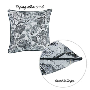 17"x 17" Grey Jacquard Weaver Decorative Throw Pillow Cover