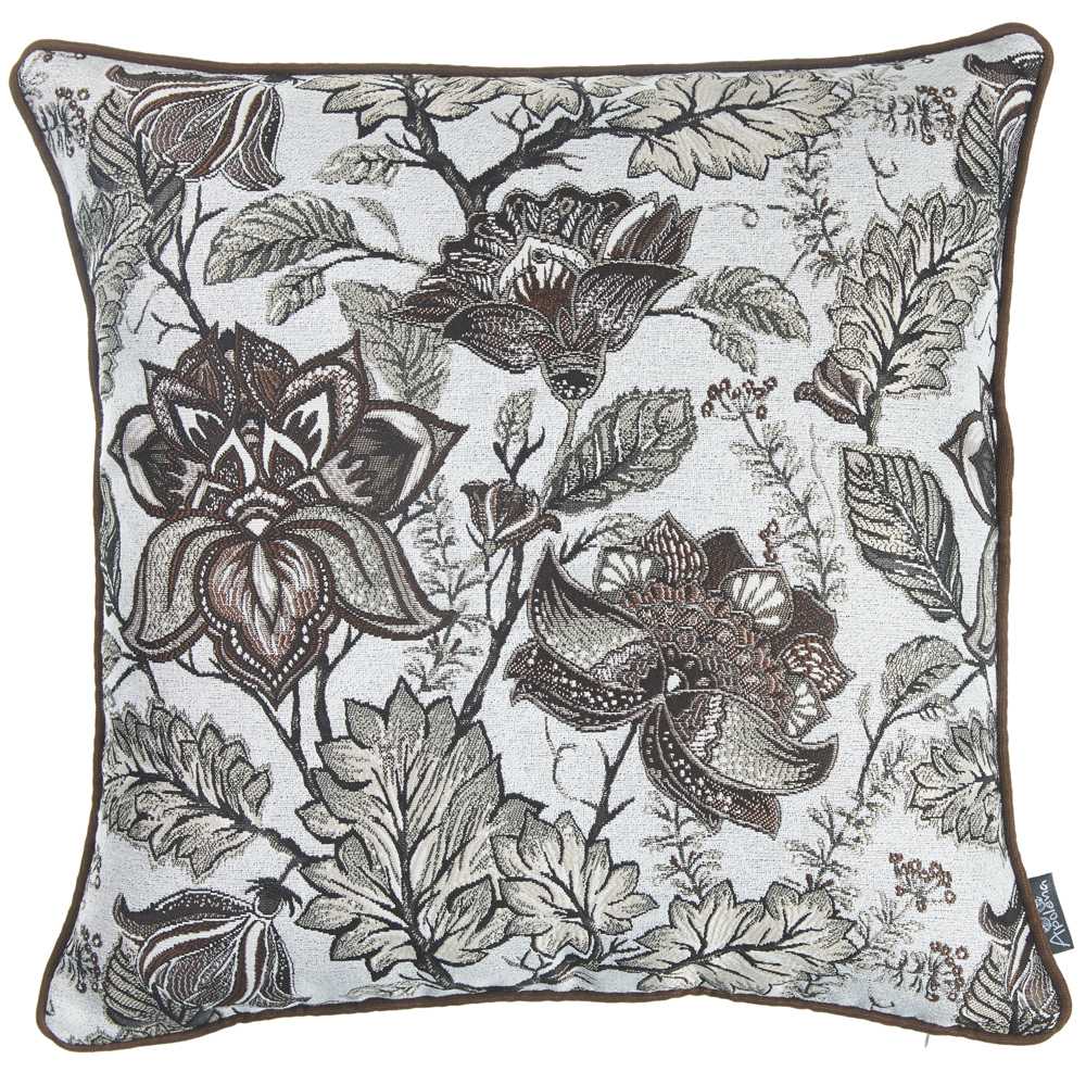 17"x 17" Brown Jacquard Weaver Decorative Throw Pillow Cover