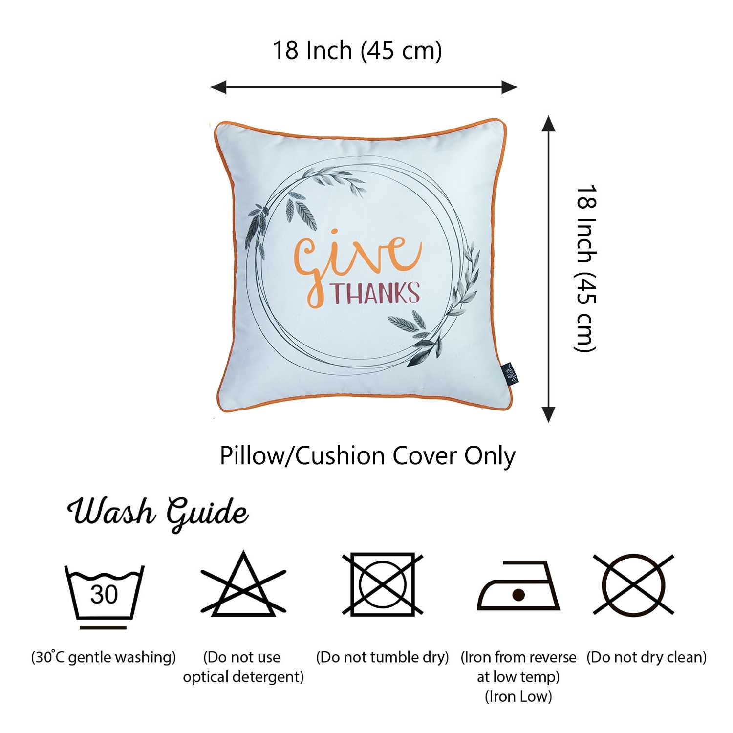 18"x 18" Thanksgiving Pie Printed Decorative Throw Pillow Cover
