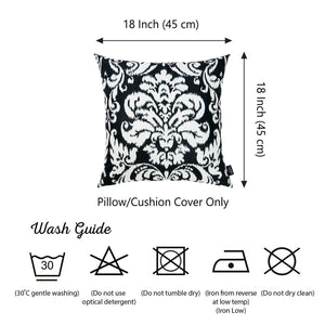 18"x18" Black and White Damask Decorative Throw Pillow Cover