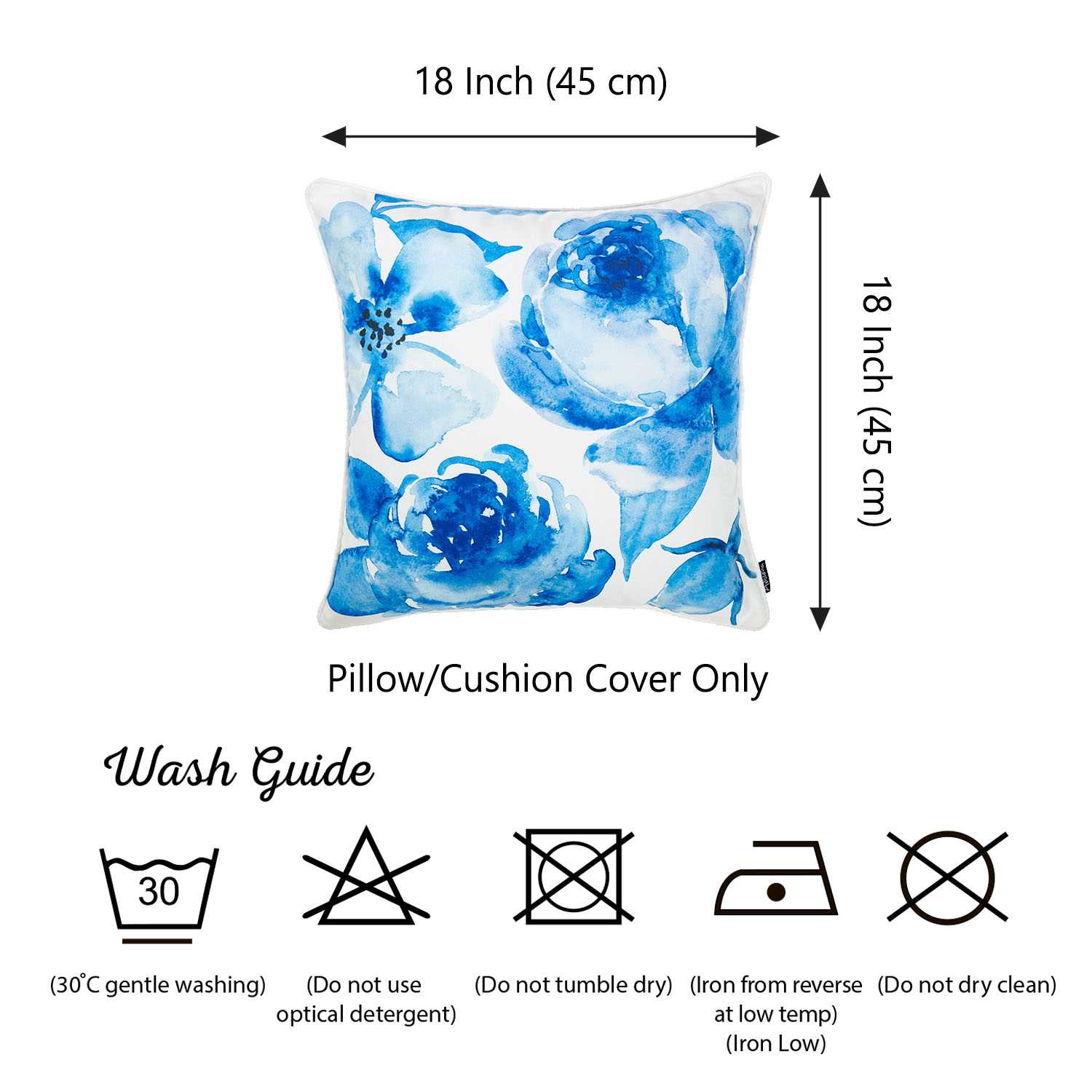 18"x 18" Blue Sky Petals Decorative Throw Pillow Cover Printed