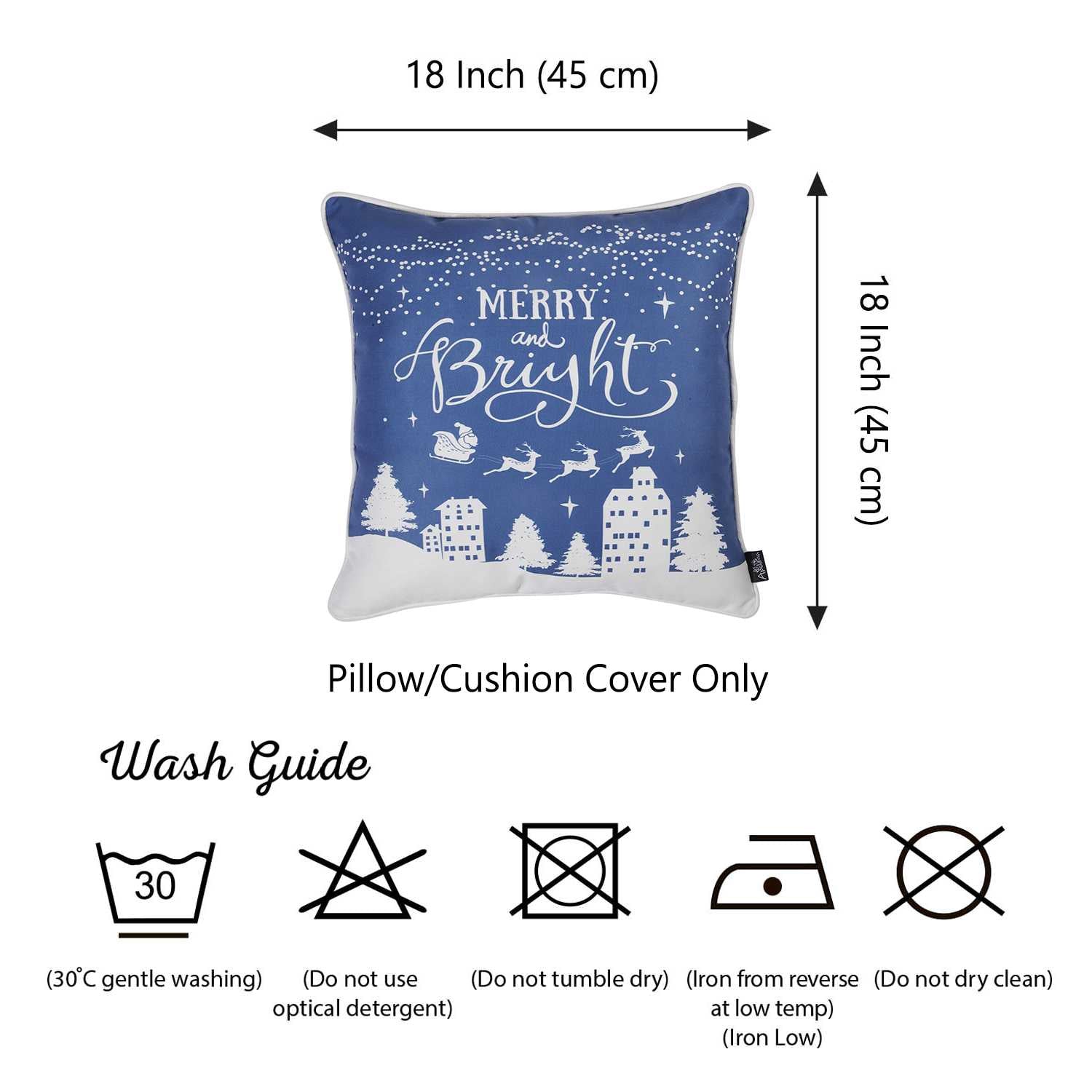 18"x18" Christmas Snow Printed Decorative Throw Pillow Cover