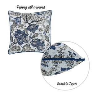 17"x 17" Blue Jacquard Weaver Decorative Throw Pillow Cover