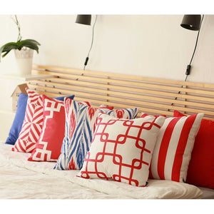18"x18" Red Stripes Geometric Decorative Throw Pillow Cover