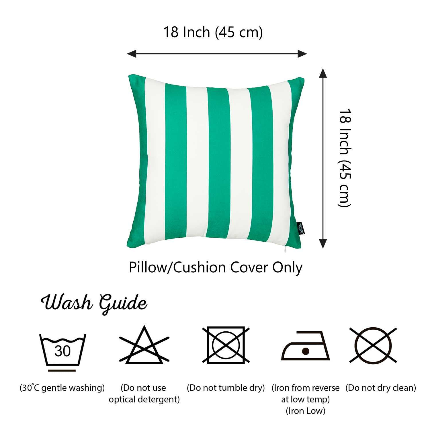 18"x18" Green Stripes Geometric Decorative Throw Pillow Cover