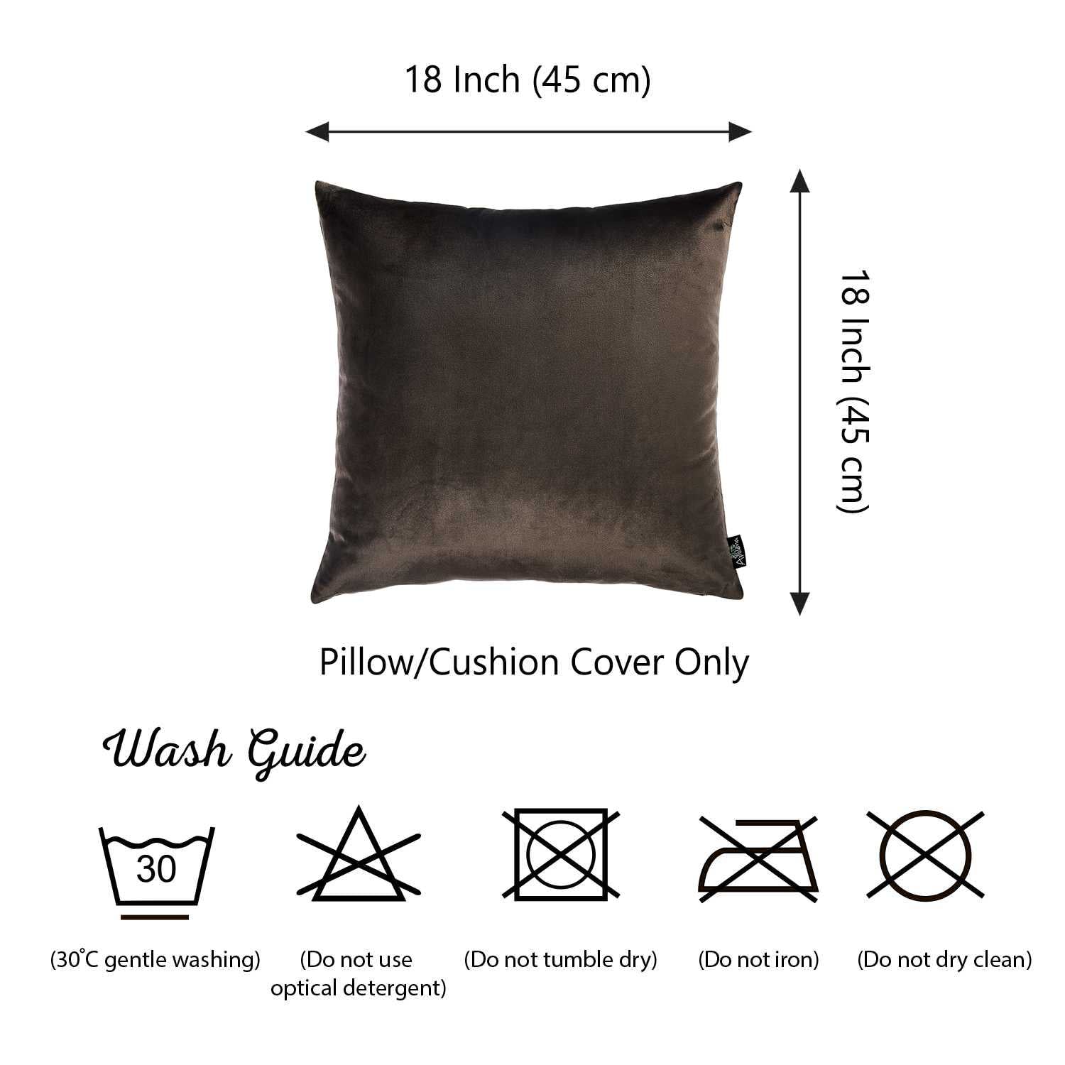 18"x 18" Brown Velvet Carob Decorative Throw Pillow Cover (2 Pcs in set)