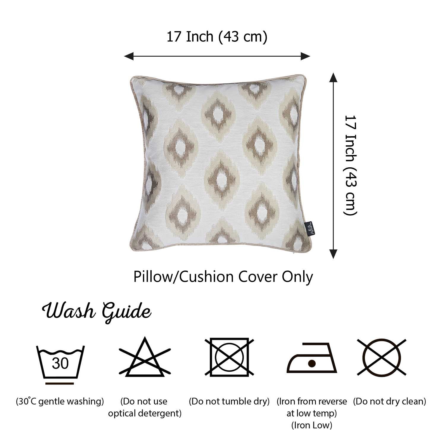 17"x 17" Brown Jacquard Chic Decorative Throw Pillow Cover