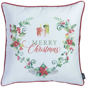 18"x18" Christmas Flowers Printed Decorative Throw Pillow Cover