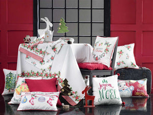 18"x18" Christmas Flowers Printed Decorative Throw Pillow Cover