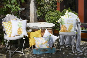 18"x 18" Tropical Lime Lines Printed Decorative Throw Pillow Cover