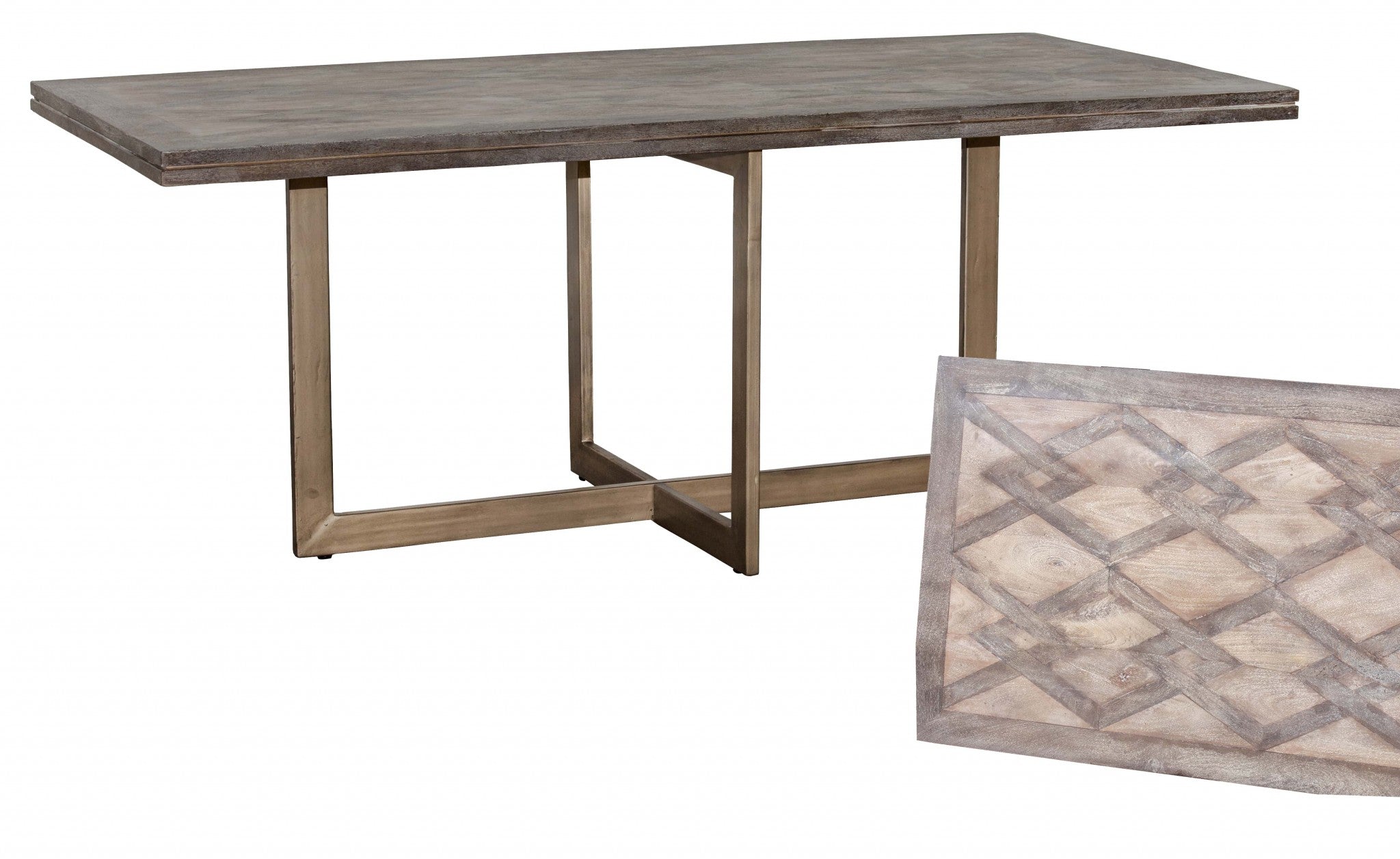 78" x 38" x 30" Wood Cream and Gold Contemporary Dining Table