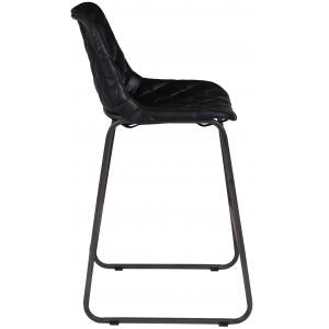18.5" x 15" 42" Leather and Iron Black Contemporary Bar Stool