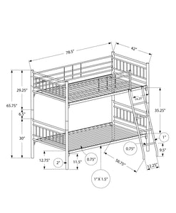56.75" x 78.5" x 65.75" Silver Metal Detachable Bunk Bed Twin Size