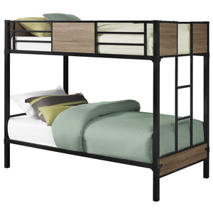 41" x 78.5" x 64.5" Dark TaupeBlack Metal Bunk Bed Twin Size