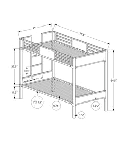 41" x 78.5" x 64.5" Dark TaupeBlack Metal Bunk Bed Twin Size