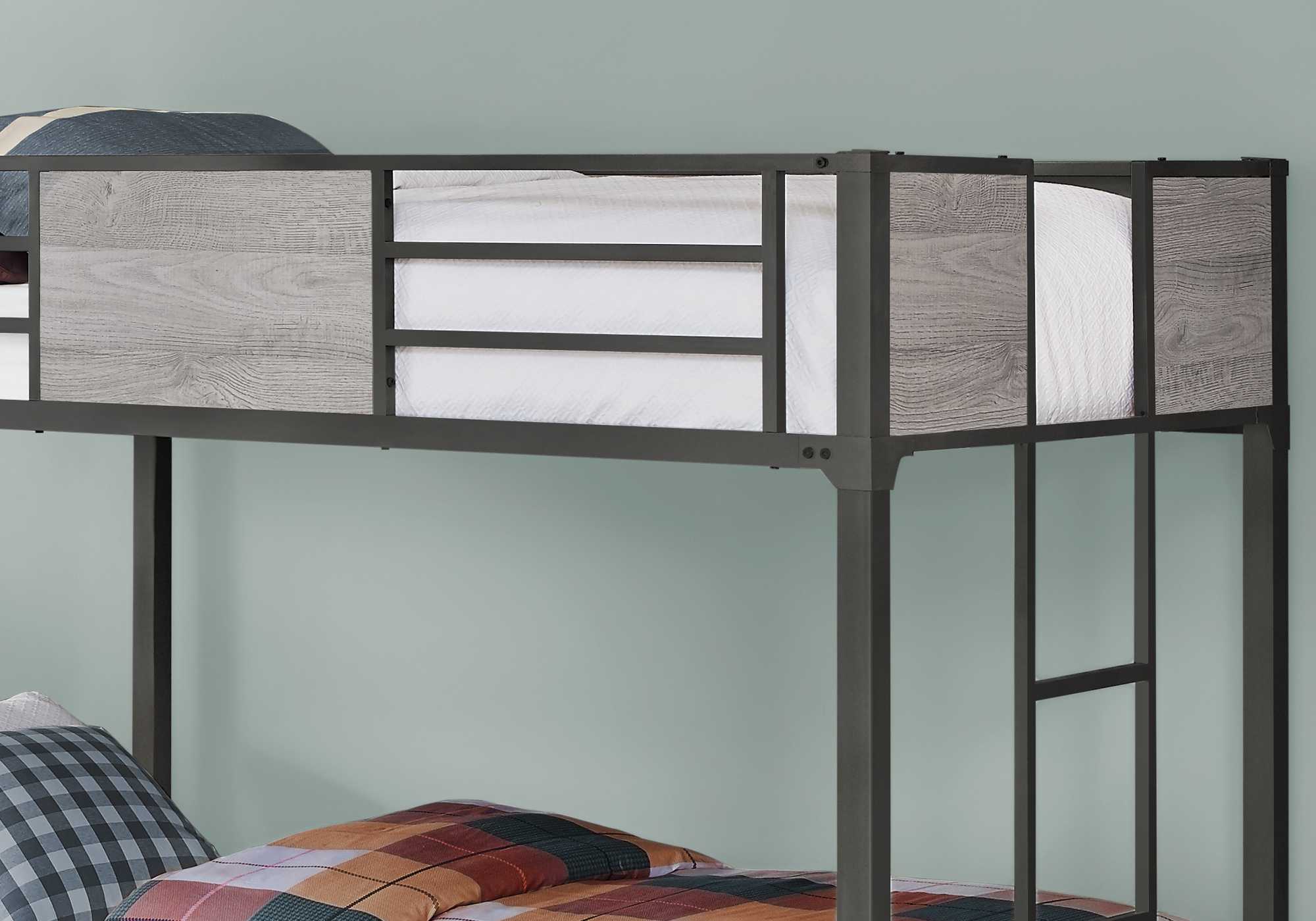 41" x 78.5" x 64.5" GreyDark Grey Metal Bunk Bed Twin Size