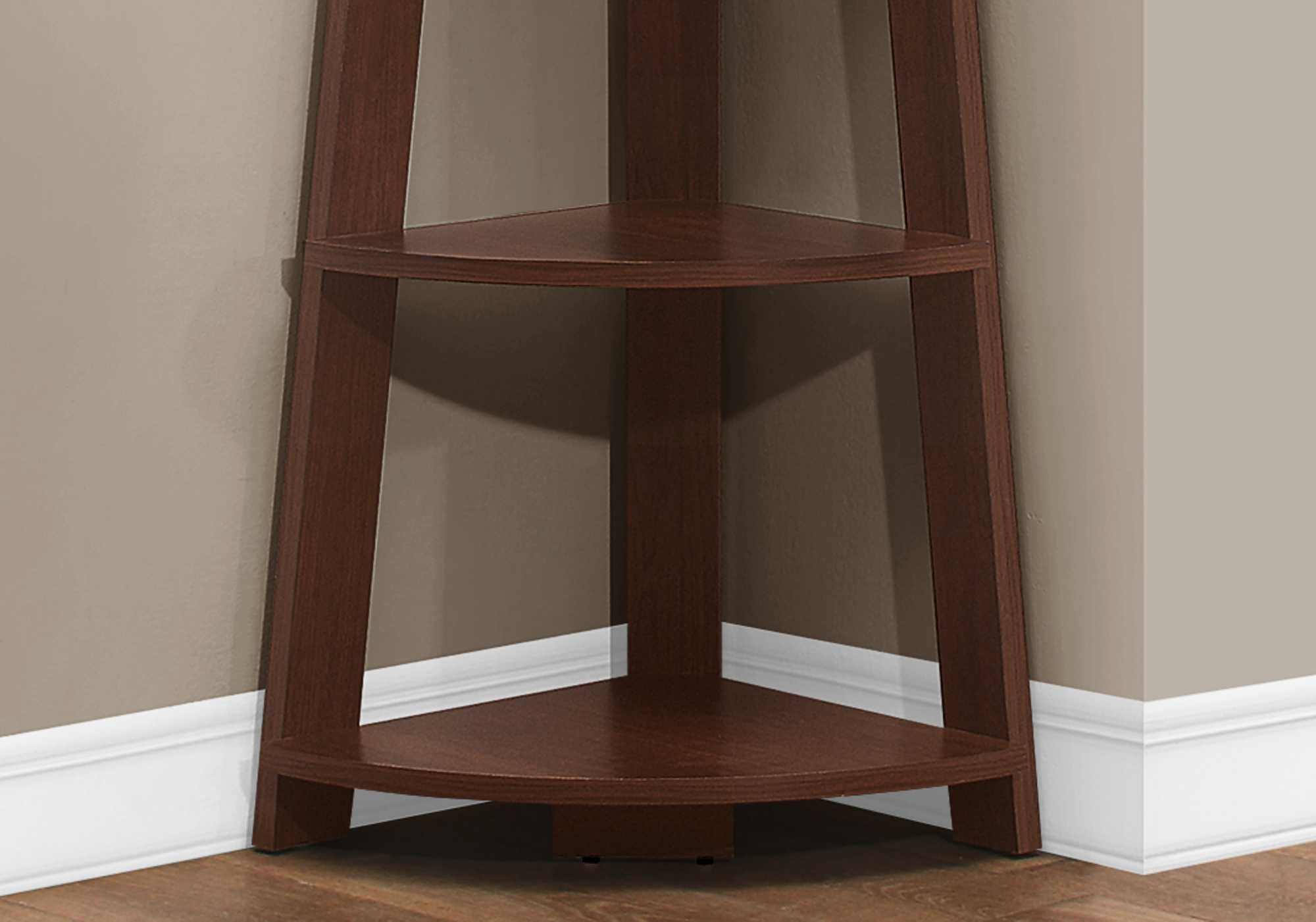 15.5" x 22.5" x 71.25" Cherry Bookcase  Corner Accent Shelf