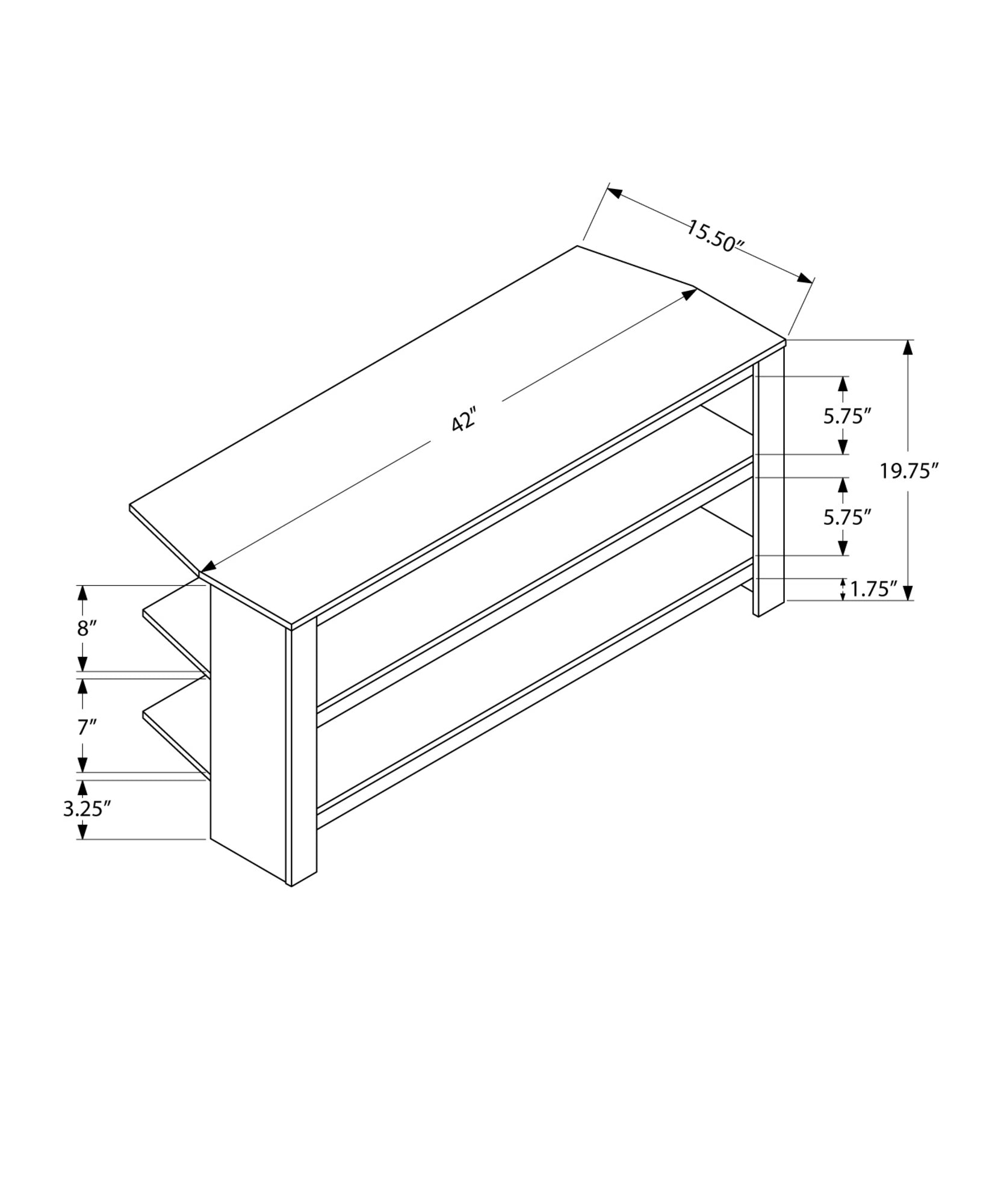 15.5" x 42" x 19.75" Cherry Particle Board Laminate  TV Stand