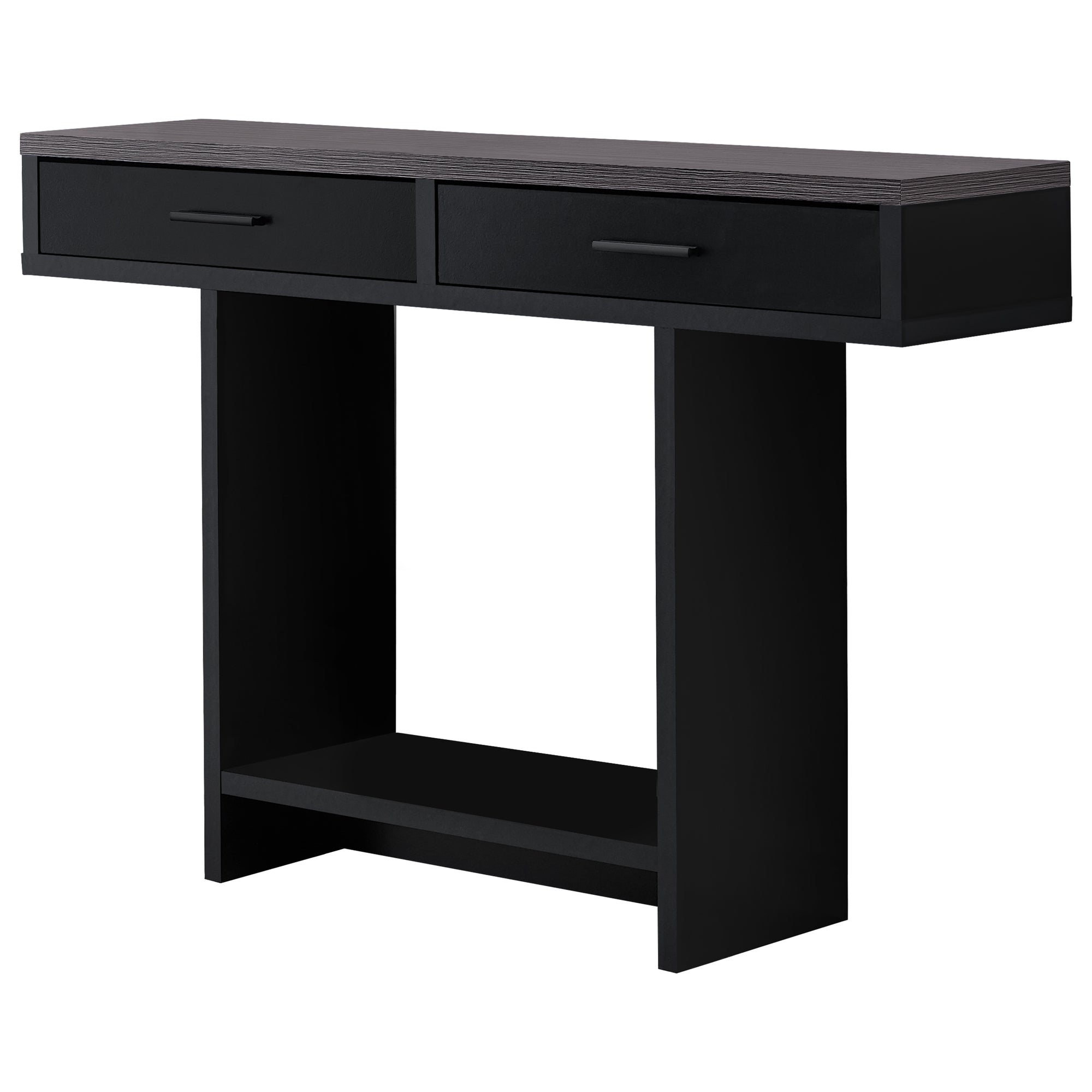 12.25" x 47.25" x 32" BlackGrey With Drawers  Accent Table