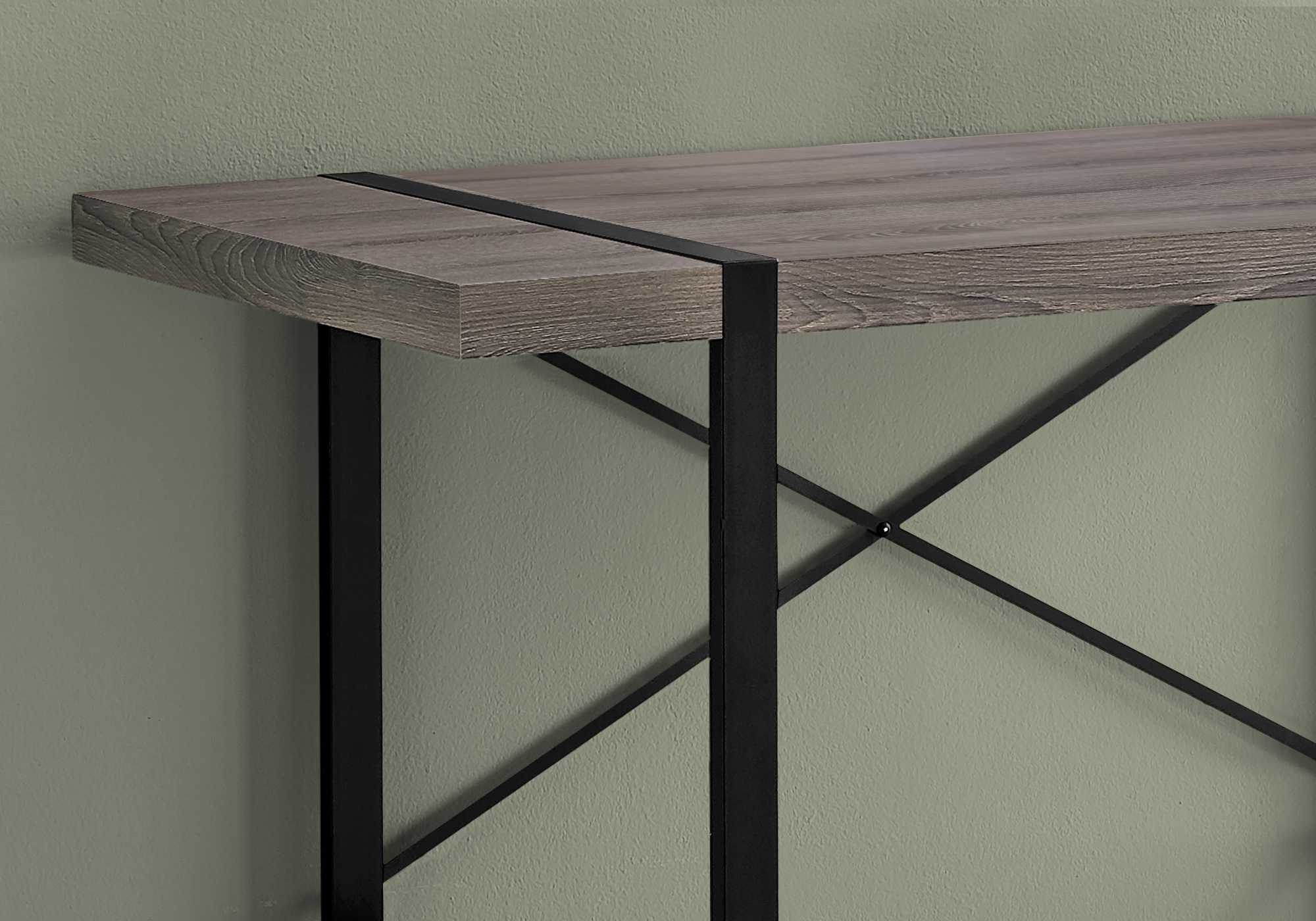 23.75" x 49" x 30" Dark TaupeBlack Metal  Computer Desk