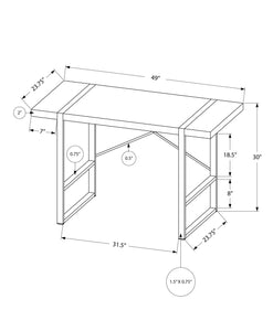 23.75" x 49" x 30" Dark TaupeBlack Metal  Computer Desk