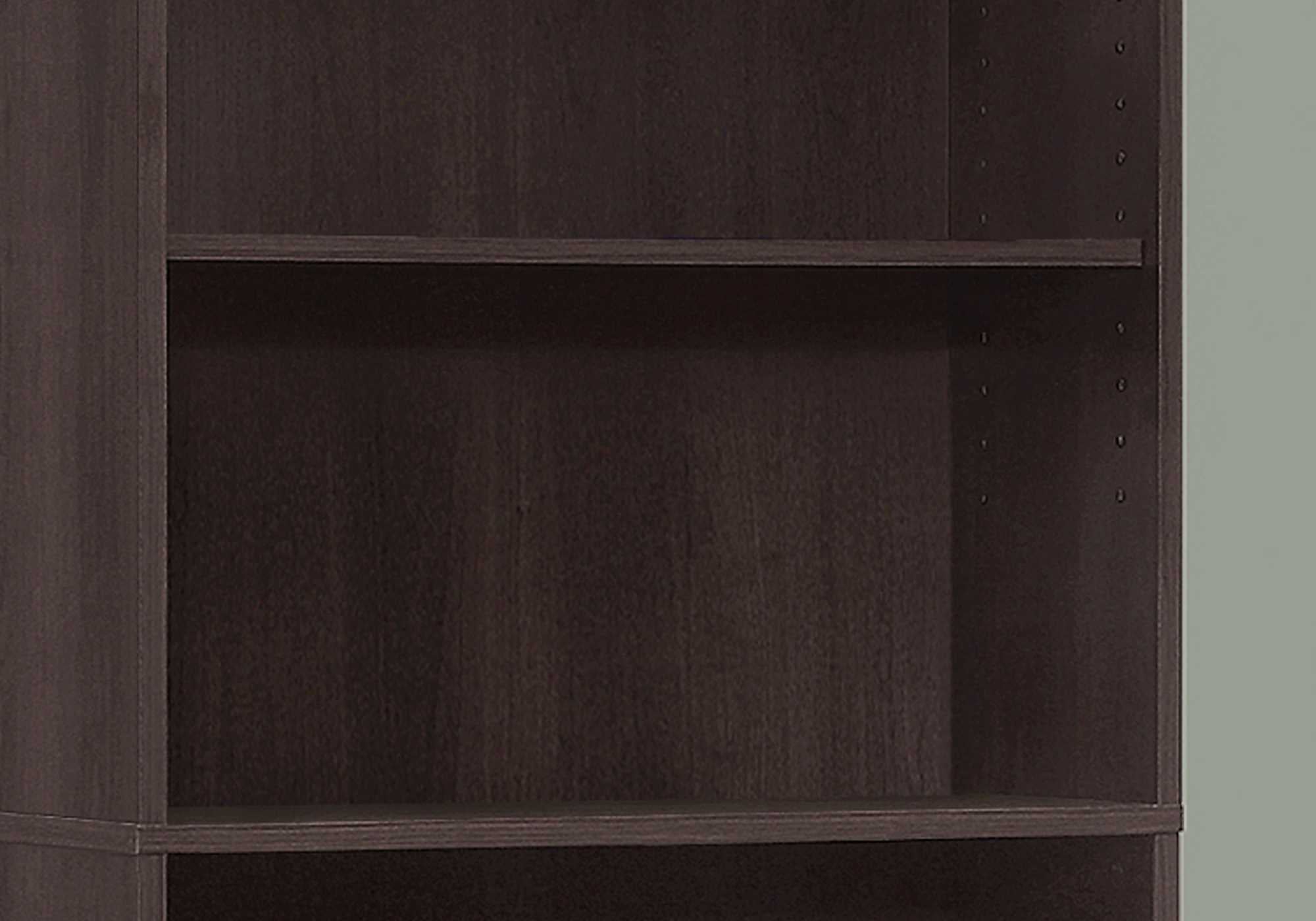 11.75" x 24.75" x 71.25" Cappuccino 5 Shelves  Bookcase