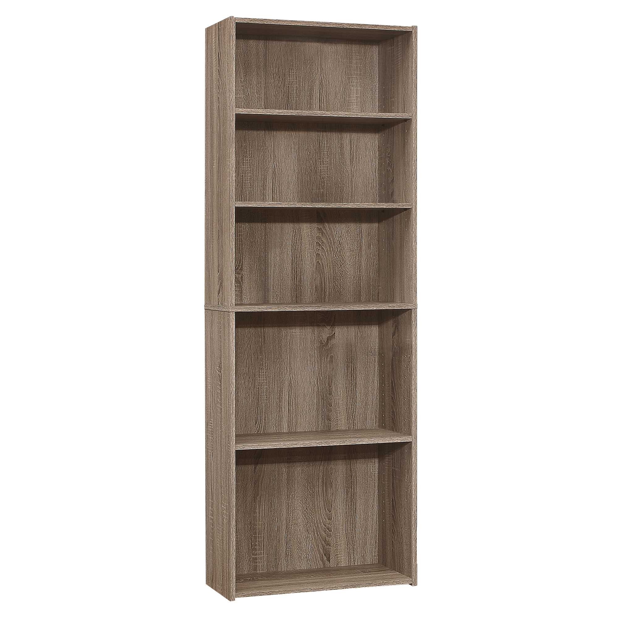 11.75" x 24.75" x 71.25" Dark Taupe 5 Shelves  Bookcase
