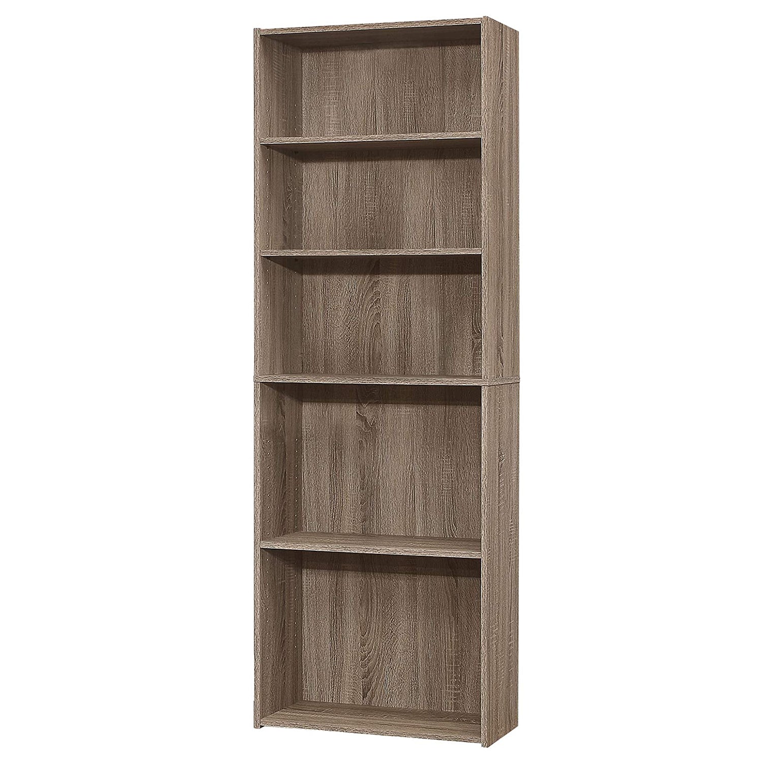11.75" x 24.75" x 71.25" Dark Taupe 5 Shelves  Bookcase