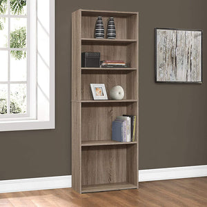 11.75" x 24.75" x 71.25" Dark Taupe 5 Shelves  Bookcase