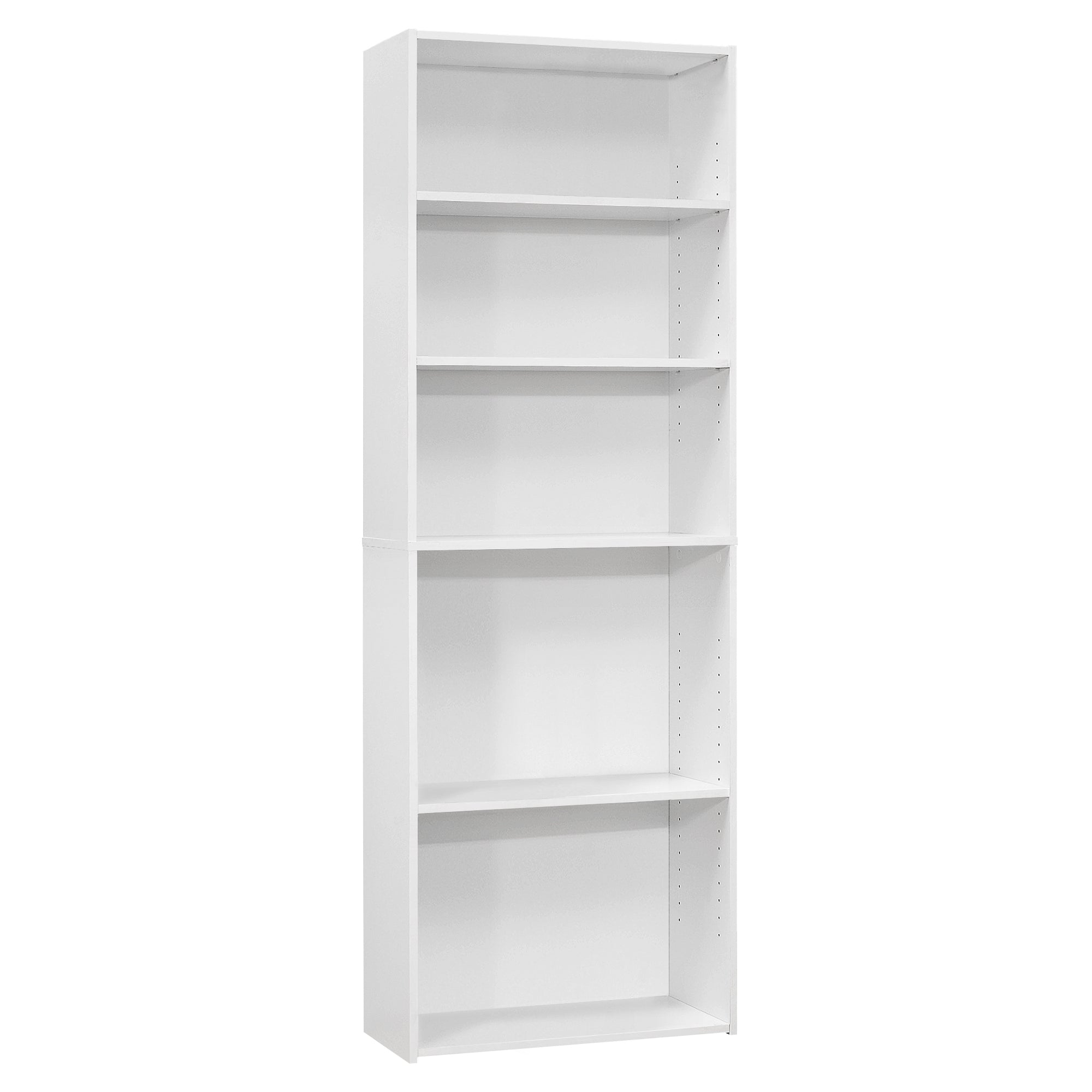 11.75" x 24.75" x 71.25" White 5 Shelves  Bookcase