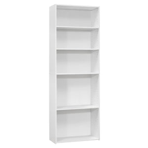 11.75" x 24.75" x 71.25" White 5 Shelves  Bookcase