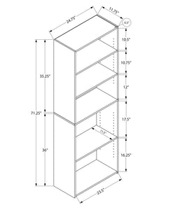 11.75" x 24.75" x 71.25" White 5 Shelves  Bookcase