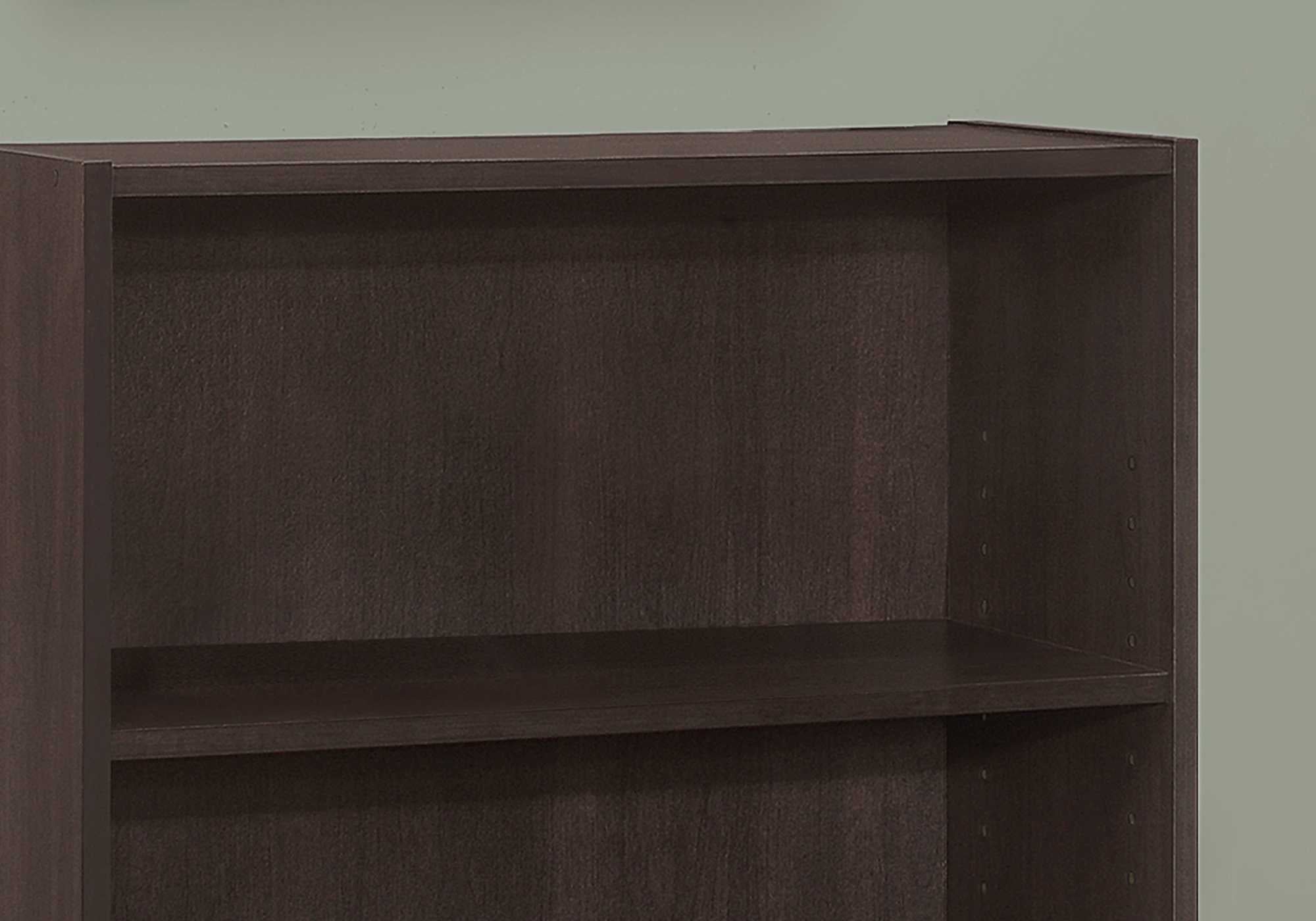 11.75" x 24.75" x 35.5" Cappuccino 3 Shelves  Bookcase