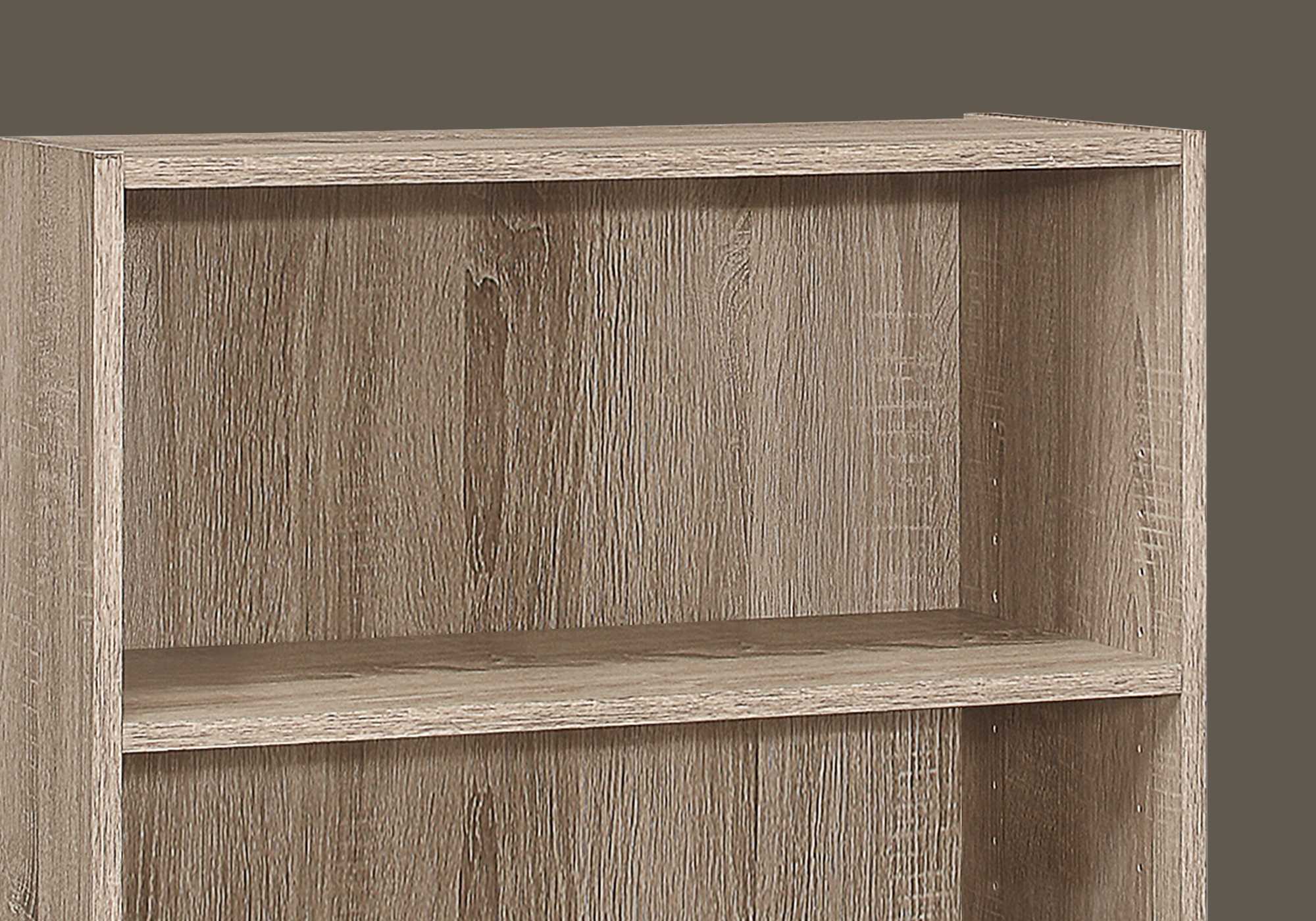 11.75" x 24.75" x 35.5" Dark Taupe 3 Shelves  Bookcase
