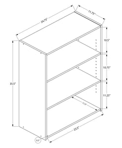 11.75" x 24.75" x 35.5" Dark Taupe 3 Shelves  Bookcase