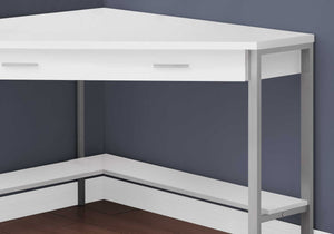 42" x 42" x 30" WhitewithSilver  Metal  Computer Desk