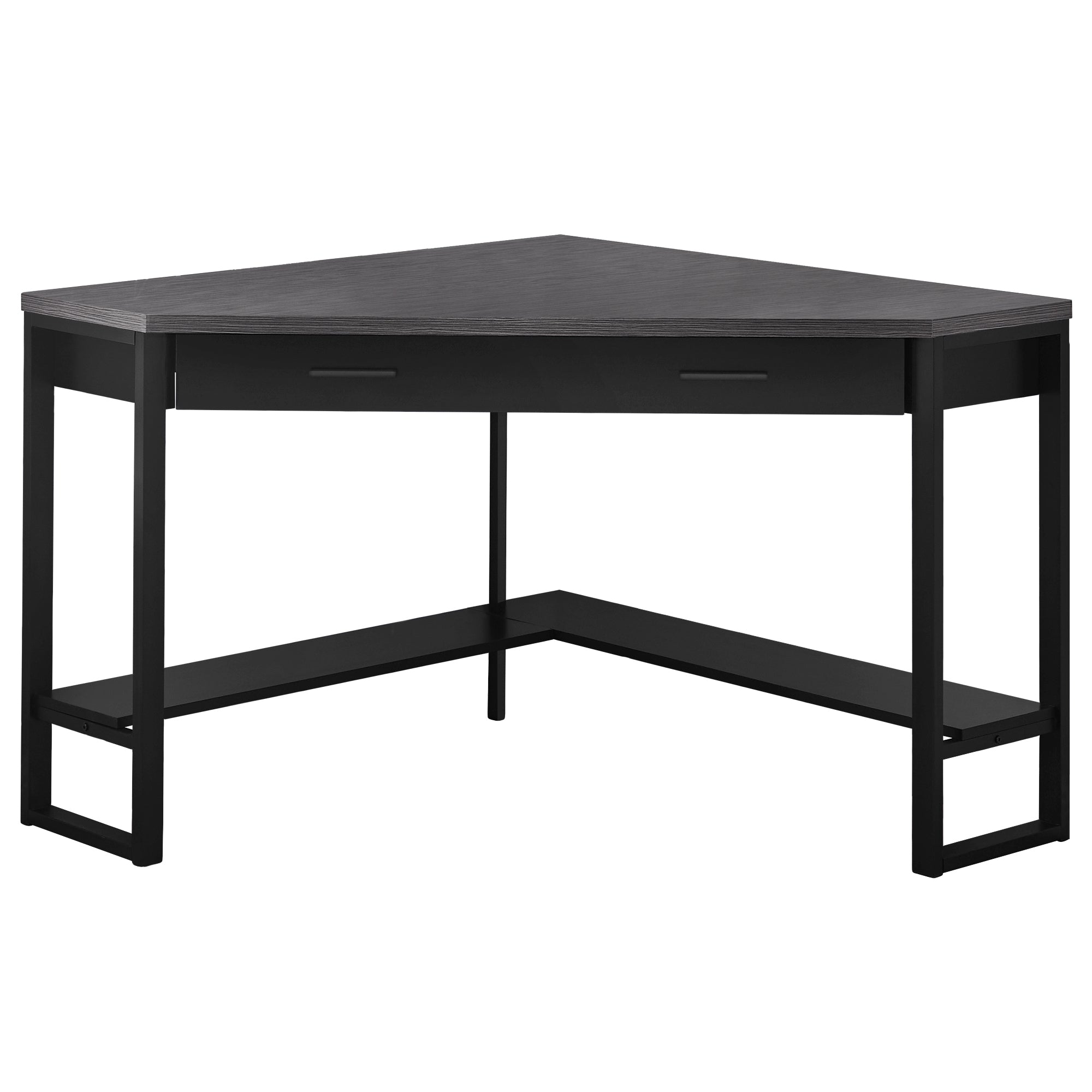 42" x 42" x 30" BlackwithGrey  Top Corner  Computer Desk