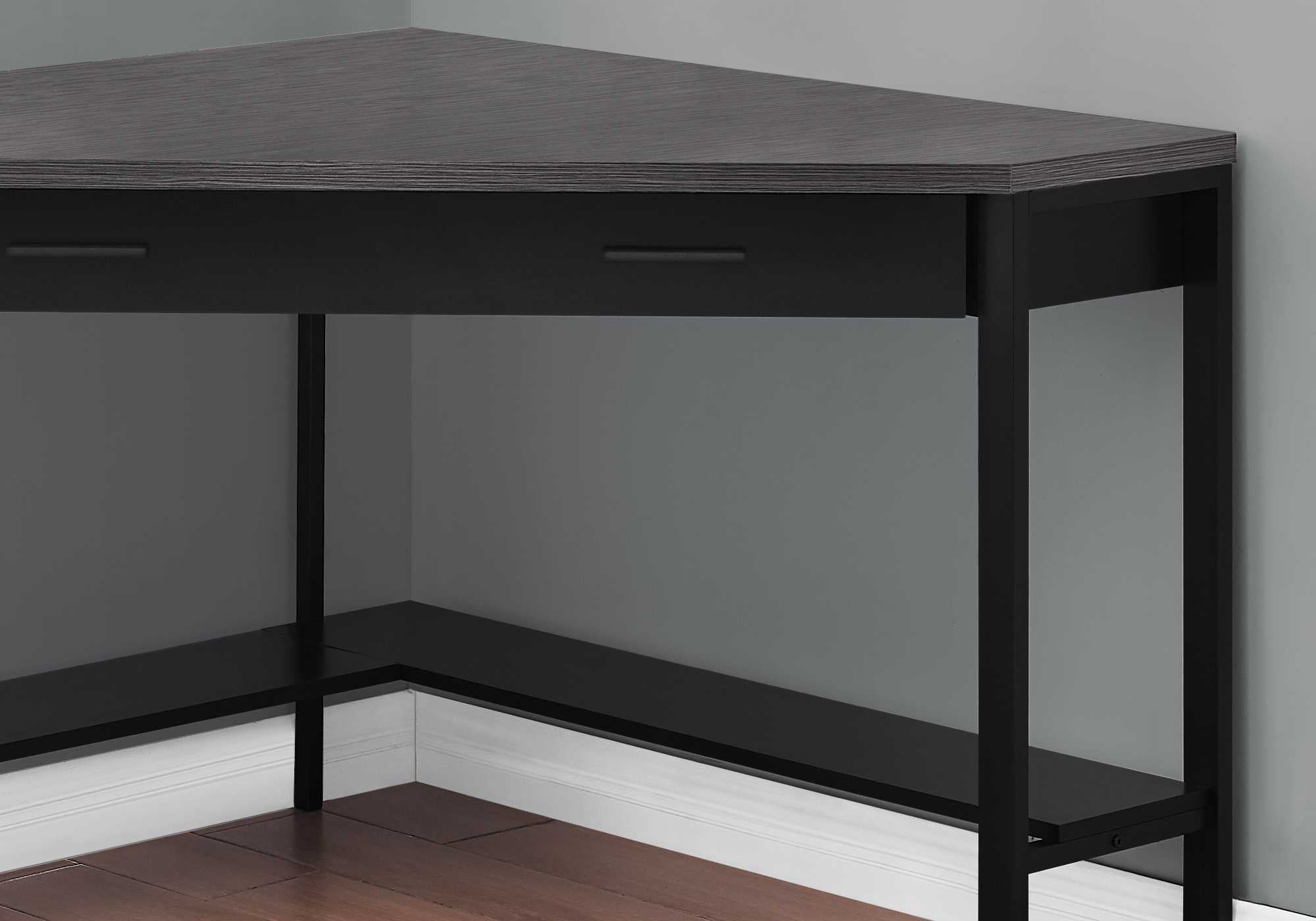 42" x 42" x 30" BlackwithGrey  Top Corner  Computer Desk