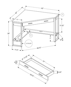 42" x 42" x 30" Grey  Reclaimed Wood Corner  Computer Desk