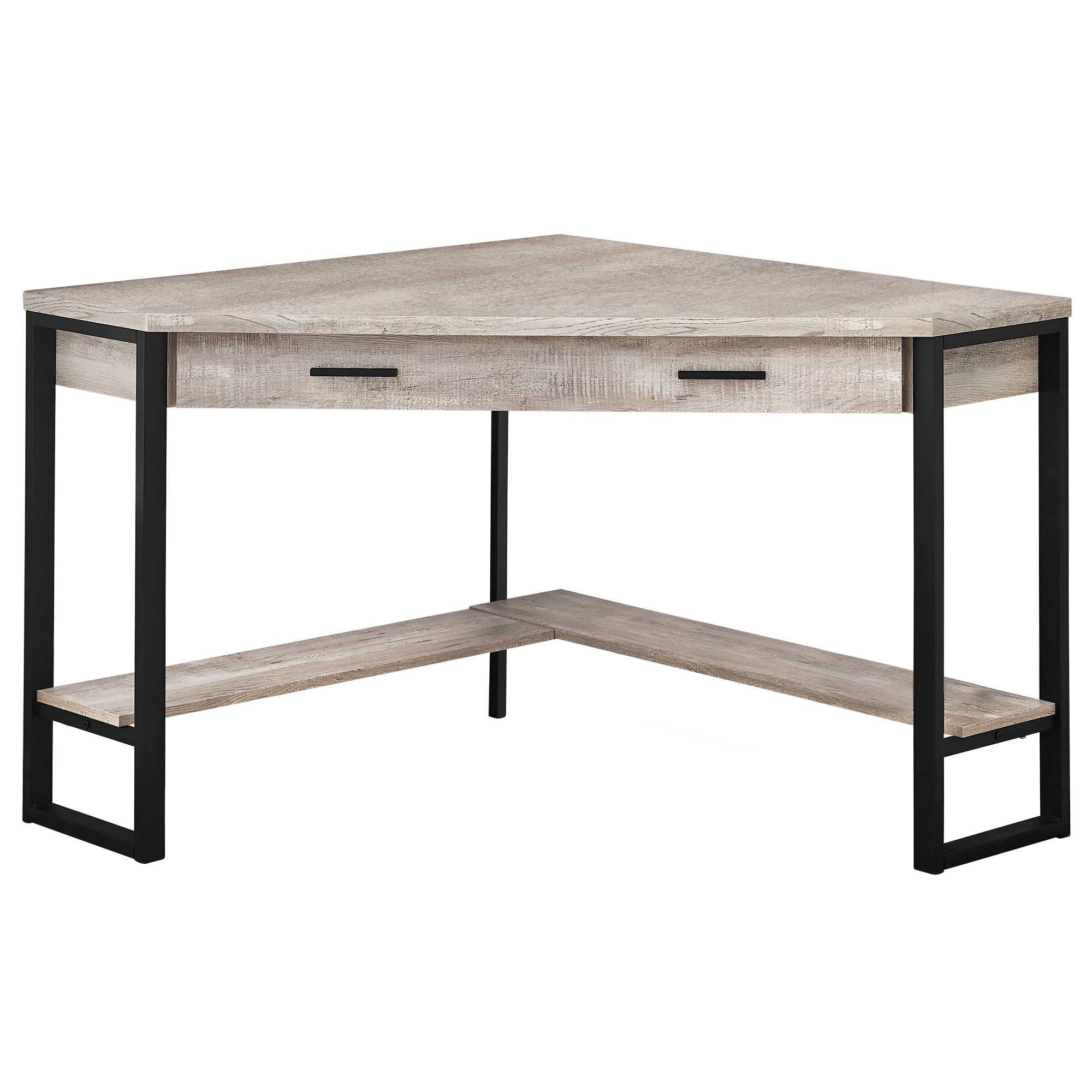 42" x 42" x 30" Taupe  Reclaimed Wood Corner  Computer Desk