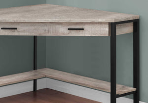 42" x 42" x 30" Taupe  Reclaimed Wood Corner  Computer Desk